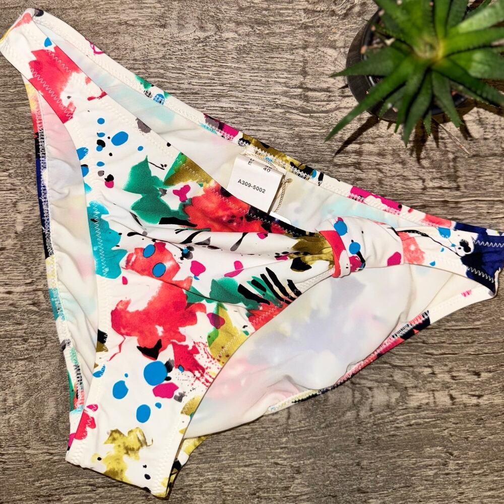 Gideon Oberson Bikini Bottoms Sz6‎ Abstract Paint Print Swimwear|Artsy Y2K Indie